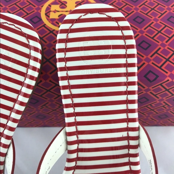 Tory Burch Miller sandals red white stripe 7 - Picture 3 of 4